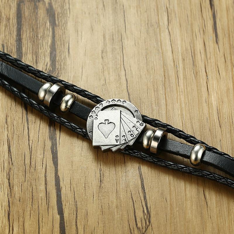Vintage Style Leather Card Theme Men's Bracelet