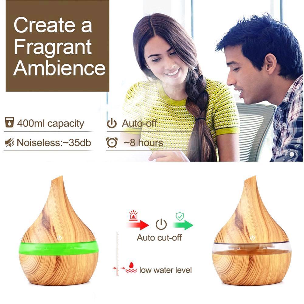 Natural Wood Electric Mist Humidifier Oil Diffuser
