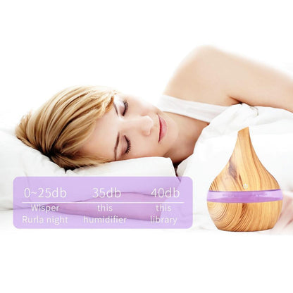 Natural Wood Electric Mist Humidifier Oil Diffuser
