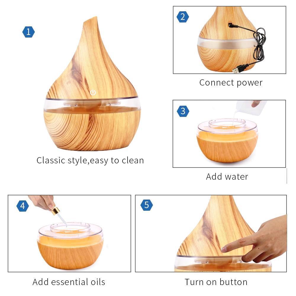 Natural Wood Electric Mist Humidifier Oil Diffuser