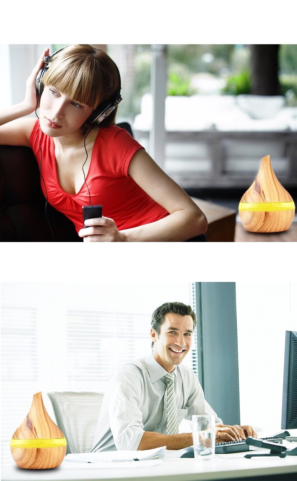 Natural Wood Electric Mist Humidifier Oil Diffuser