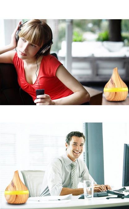 Natural Wood Electric Cool Mist Humidifier Oil Diffuser