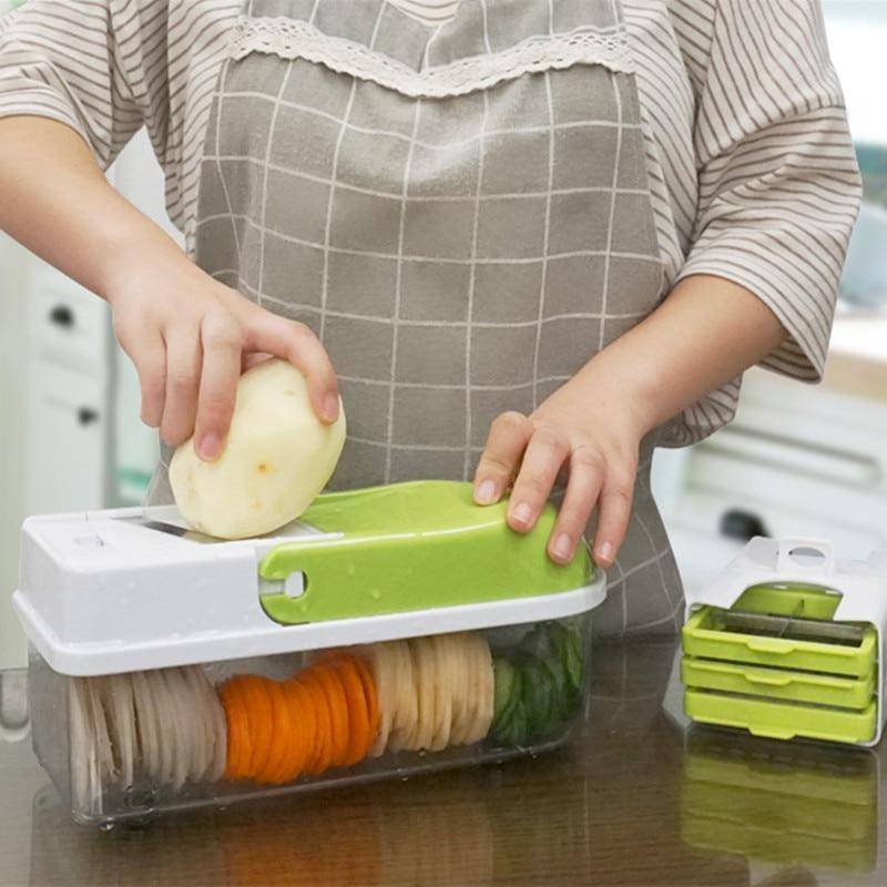 Easy Veggie Chopper with 8 Interchangeable Blades