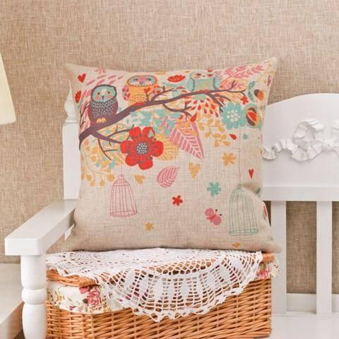 Colorful Bird Print Throw Pillow Covers - Fesara