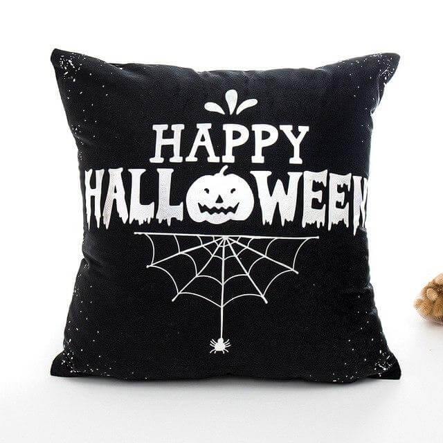 Spooky Black White Halloween Throw Pillow Covers - Fesara