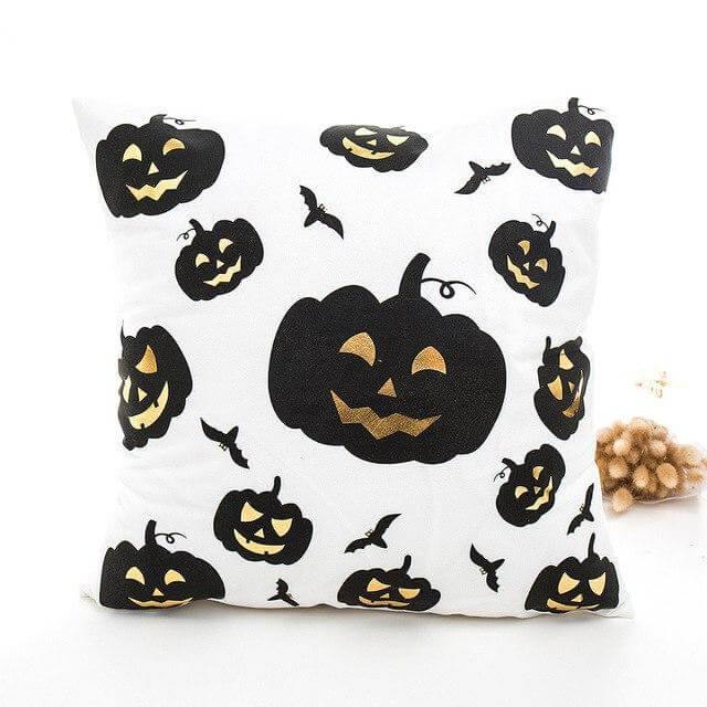 Spooky Black White Halloween Throw Pillow Covers