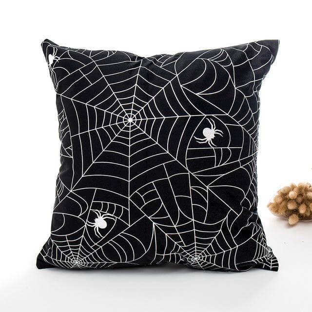 Spooky Black White Halloween Throw Pillow Covers