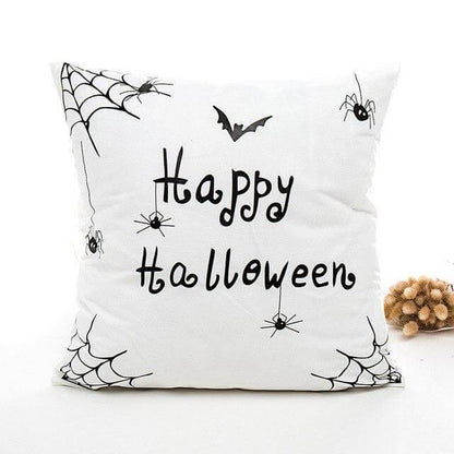 Spooky Black White Halloween Throw Pillow Covers