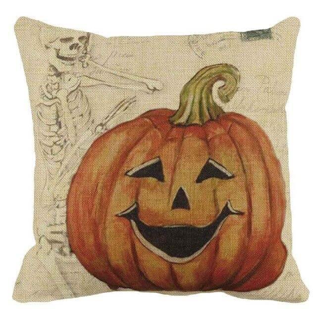 Spooky Orange Halloween Throw Pillow Covers - Fesara