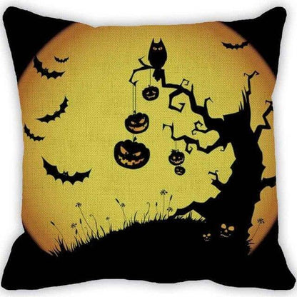Spooky Orange Halloween Throw Pillow Covers