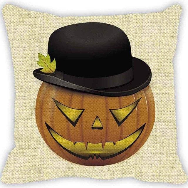 Spooky Orange Halloween Throw Pillow Covers