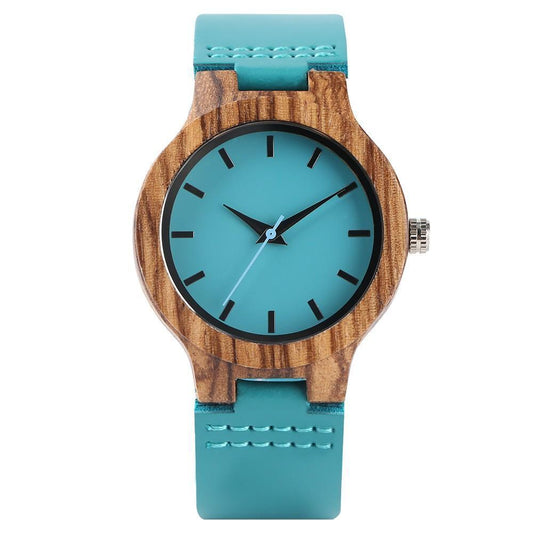 Elegant Bamboo Turquoise Wooden Women's Watch - Fesara
