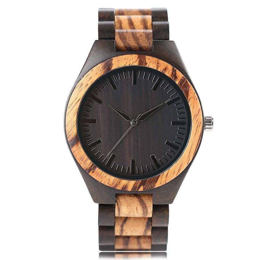 Eco Friendly Bamboo Wood Watch - Brown Leather Strap - Fesara