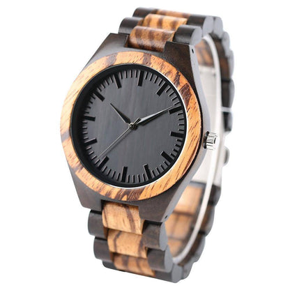 Eco Friendly Bamboo Wood Watch - Brown Leather Strap