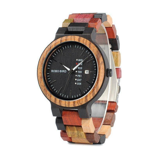 Mens Wooden Watch with Date Display in Wooden Case - Fesara