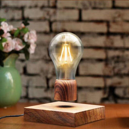 Unique Floating LED Desk Light with Wood Stand