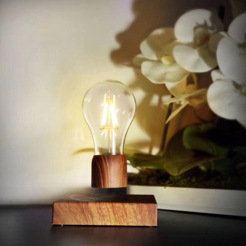 Unique Floating LED Desk Light with Wood Stand