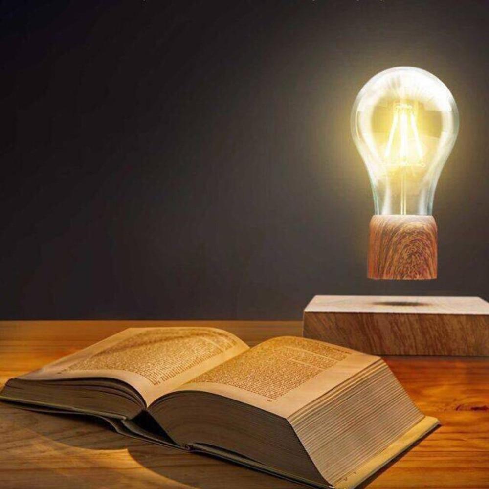 Unique Floating LED Desk Light with Wood Stand