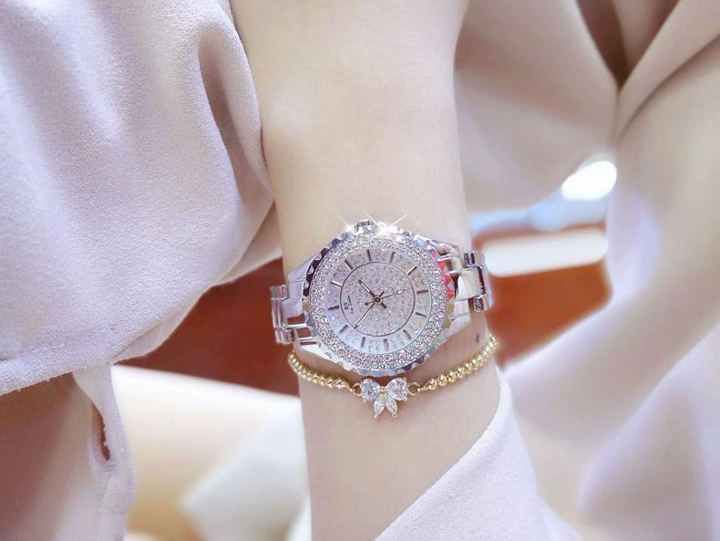 Elegant Diamond Stainless Steel Ladies Watch