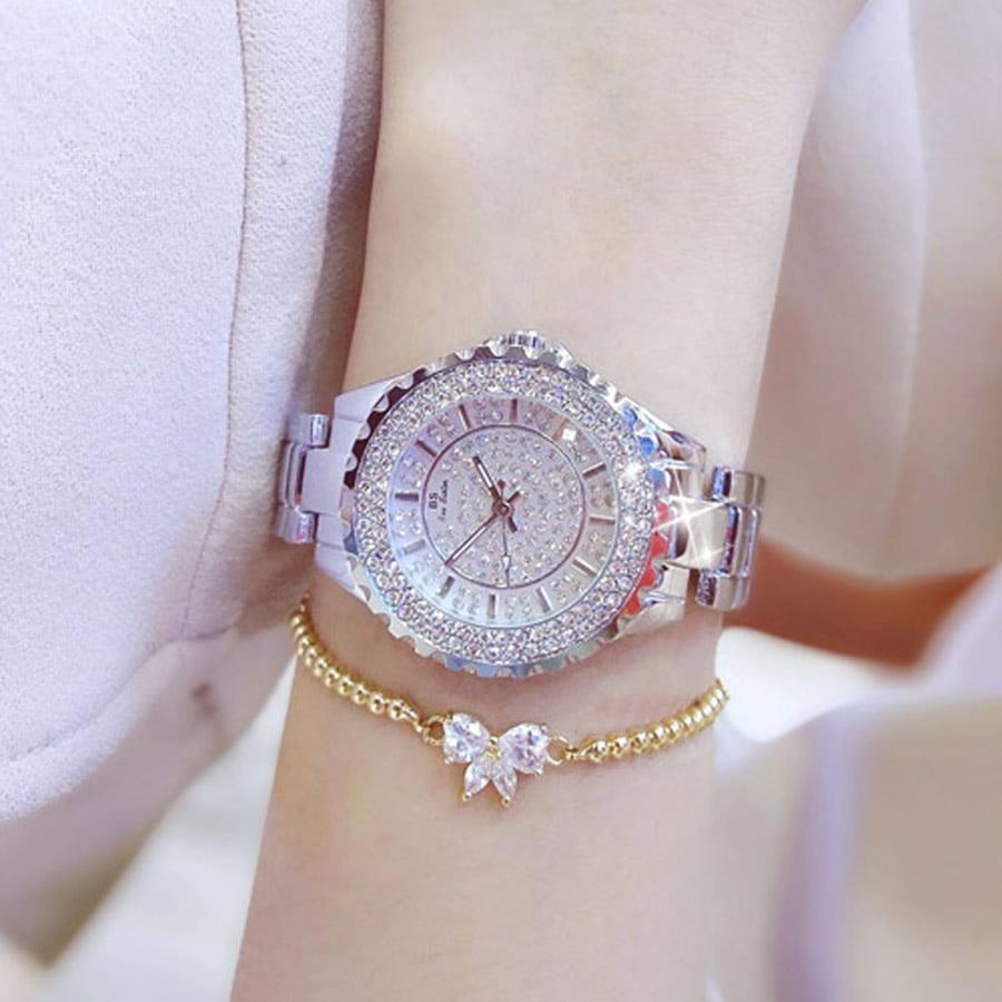Elegant Diamond Stainless Steel Ladies Watch