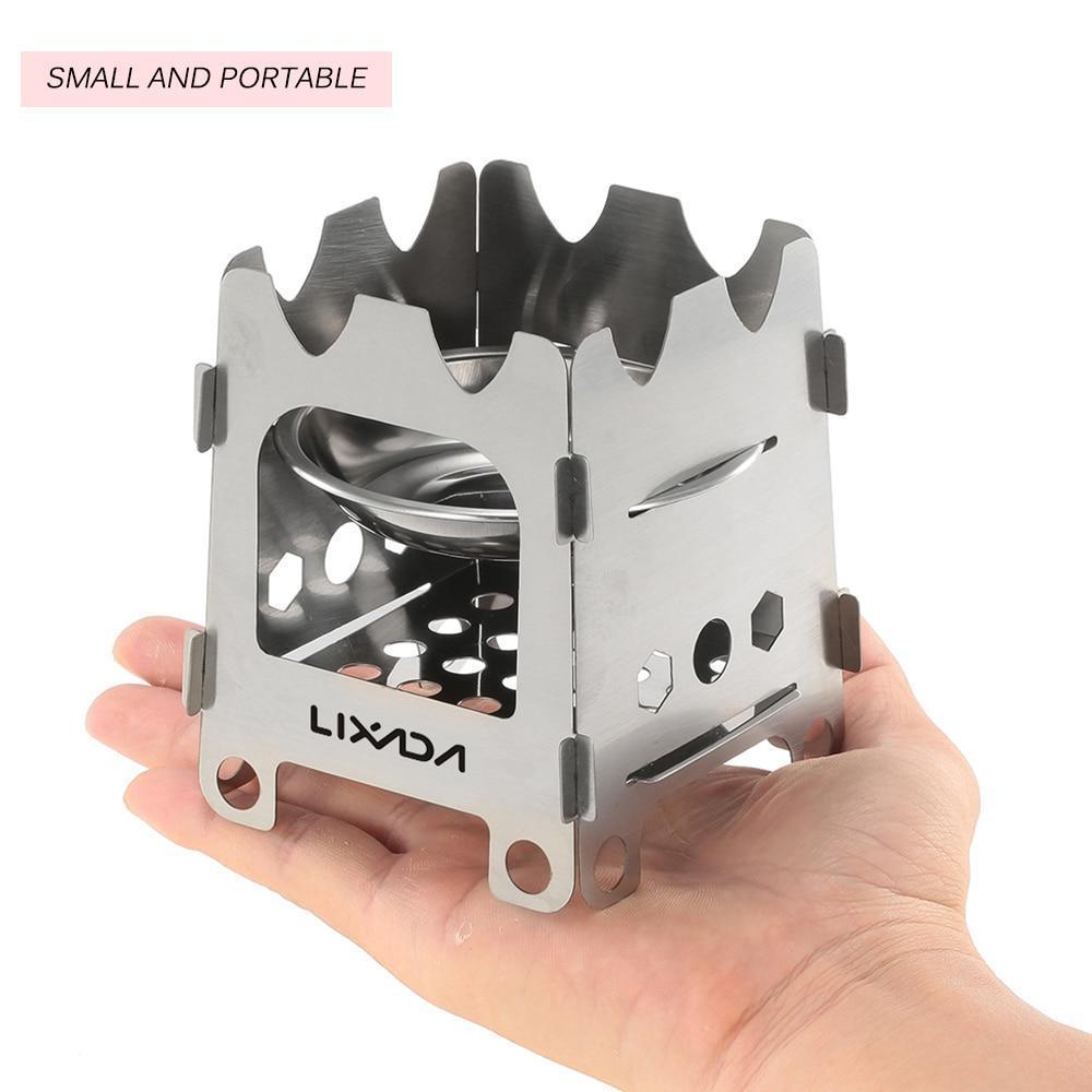 Portable Folding Camp Stove with Alcohol Burner Stainless Steel