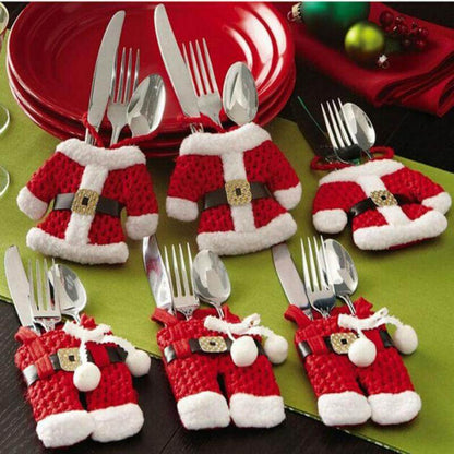 Holiday Christmas Silverware Gift Holders Set of 6