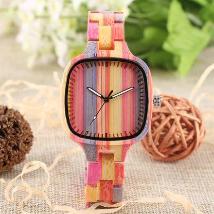Stylish Bamboo Wood Watch - Leather Strap Wristwatch