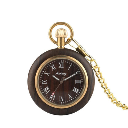 Elegant Men's Wooden Pocket Watch with Bamboo Case - Fesara