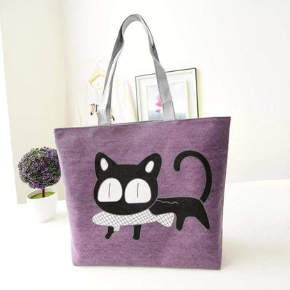 Stylish Cat Print Women's Tote Shoulder Bag
