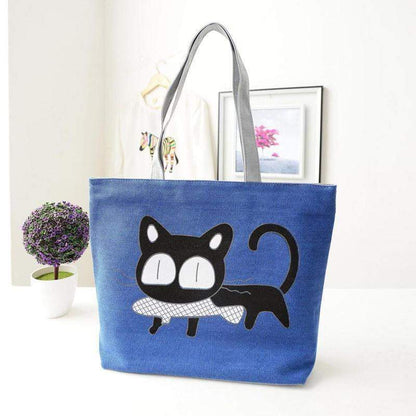 Stylish Cat Print Women's Tote Shoulder Bag