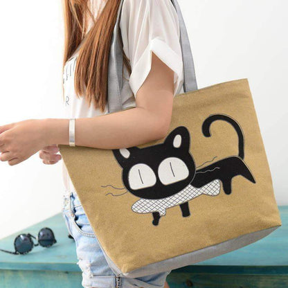 Stylish Cat Print Women's Tote Shoulder Bag