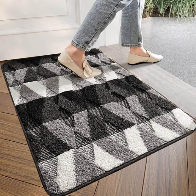 Plush Geometric Non Slip Rug Mat - Fesara
