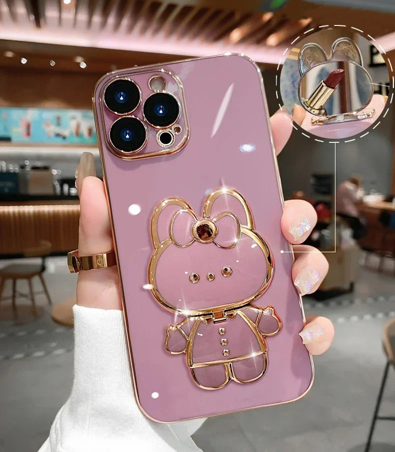 Cute 3D Rabbit Mirror Phone Case