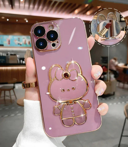 Cute 3D Rabbit Mirror Phone Case