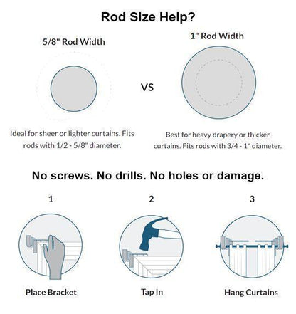 Easy Install Curtain Rod Bracket Set (2pcs)