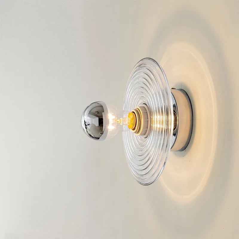 Retro Glass Wall Lamp with Metal Shade - Fesara