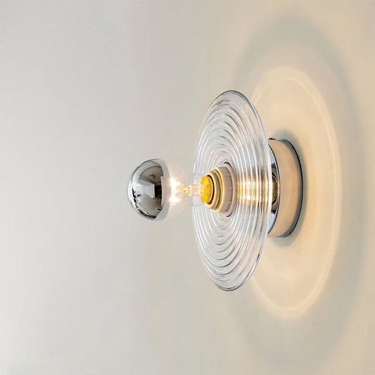 Retro Glass Wall Lamp with Metal Shade - Fesara