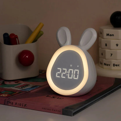 Cute Rabbit Kids Alarm Clock with Night Light