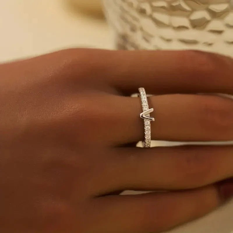 Shining Customizable Alphabet Initial Rings