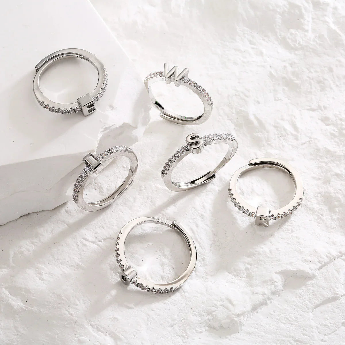 Shining Customizable Alphabet Initial Rings