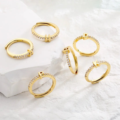 Shining Customizable Alphabet Initial Rings - Fesara