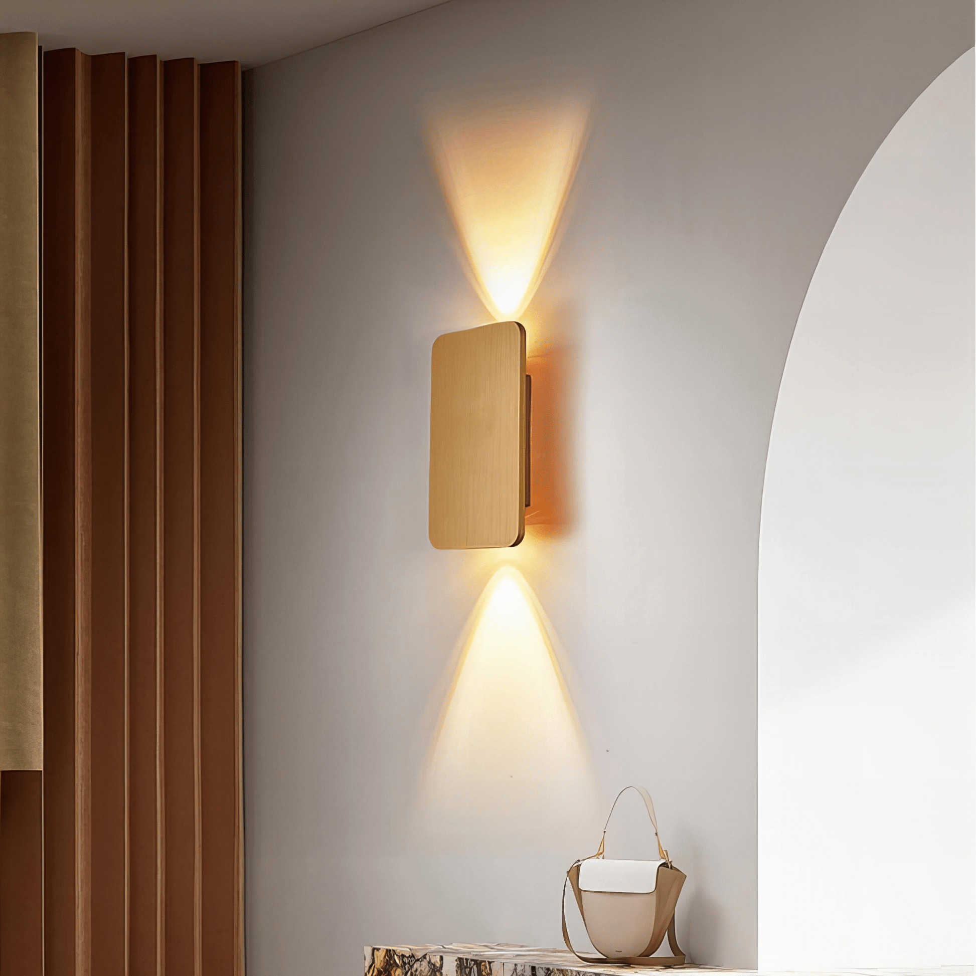 Simple Wood LED Wall Lamp with Dimmable Light - Fesara