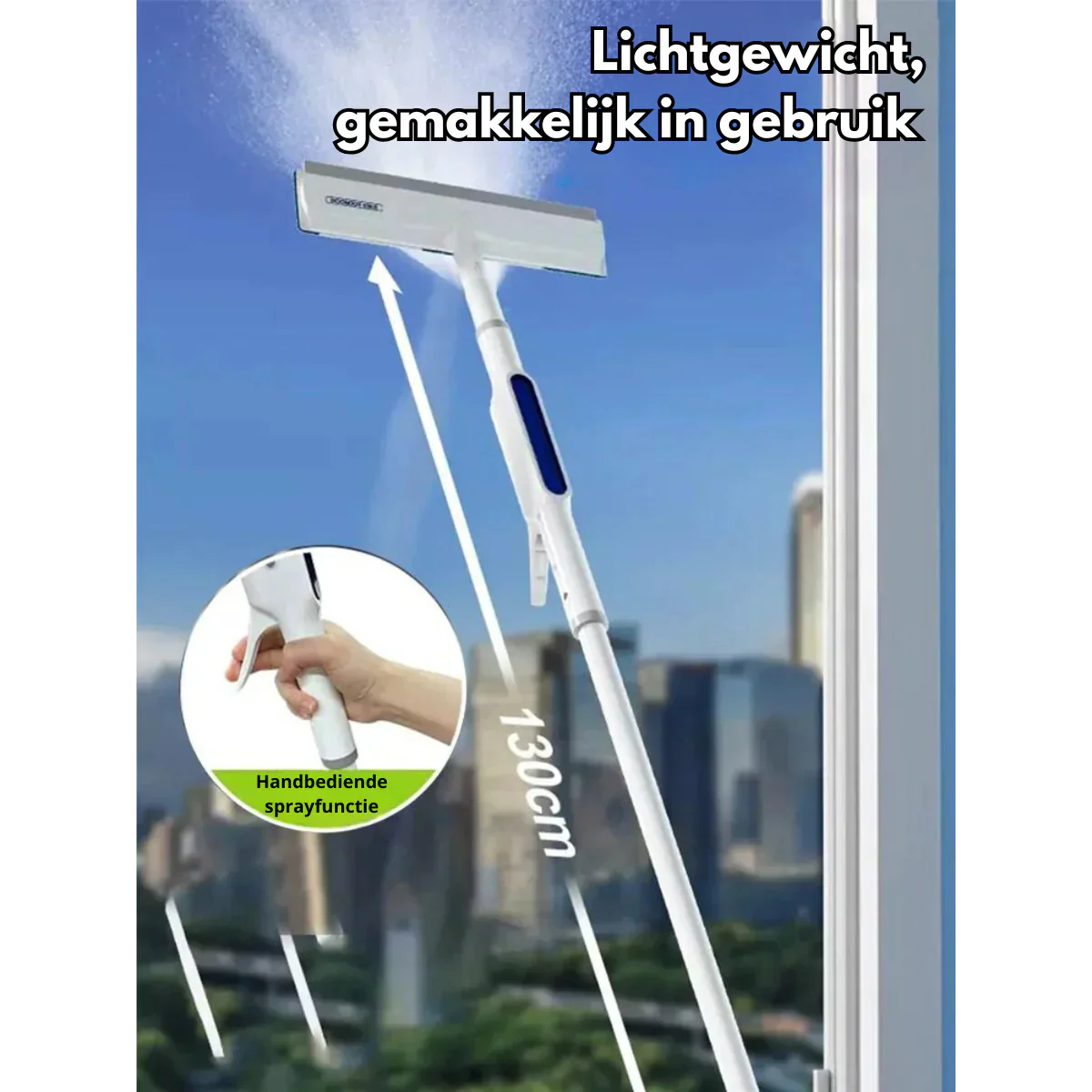 Practical 3-in-1 Window Cleaner with Spray and Squeegee