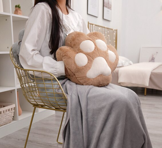 Soft Plush Bear Paw Hand Warmer Cushion