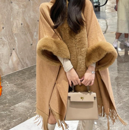Cozy Women's Fleece Lined Long Hooded Poncho Blanket
