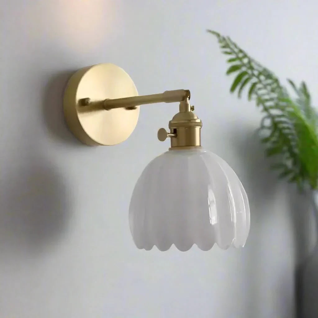 Classic Floral Glass Wall Light Fixture