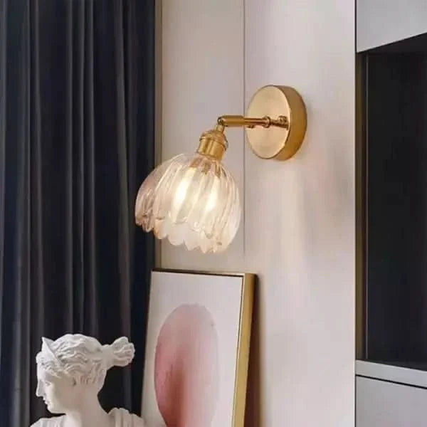 Classic Floral Glass Wall Light Fixture - Fesara