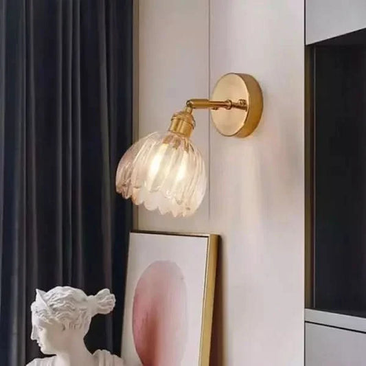Classic Floral Glass Wall Light Fixture - Fesara