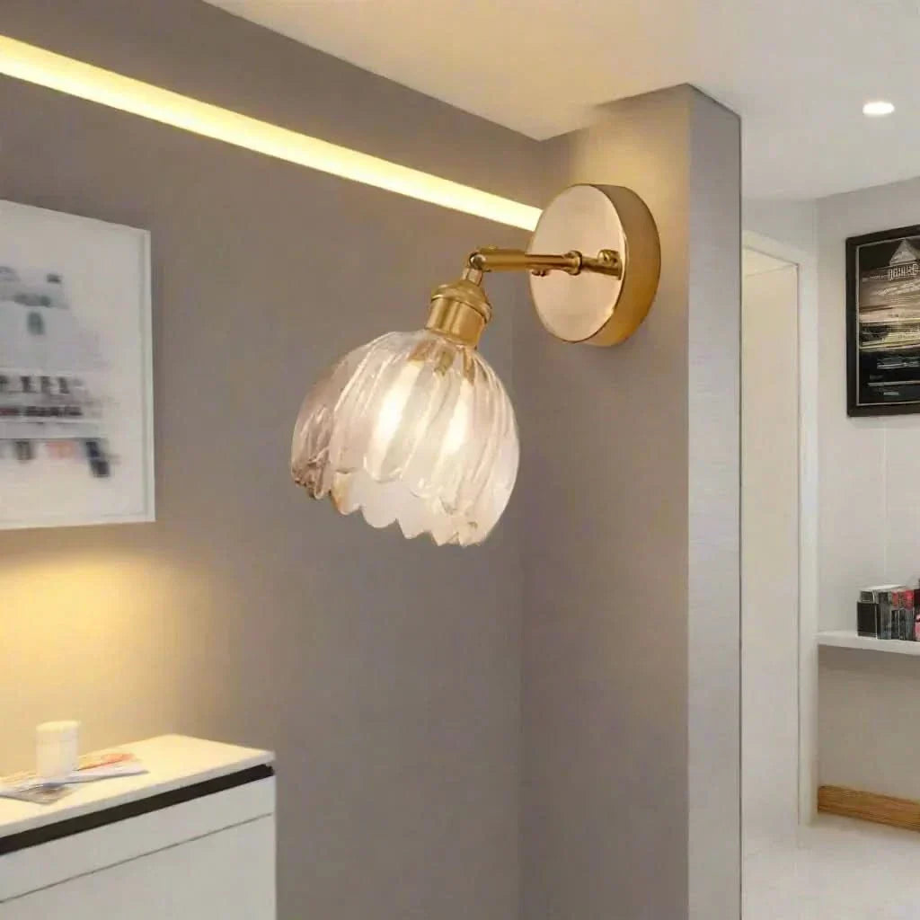 Classic Floral Glass Wall Light Fixture
