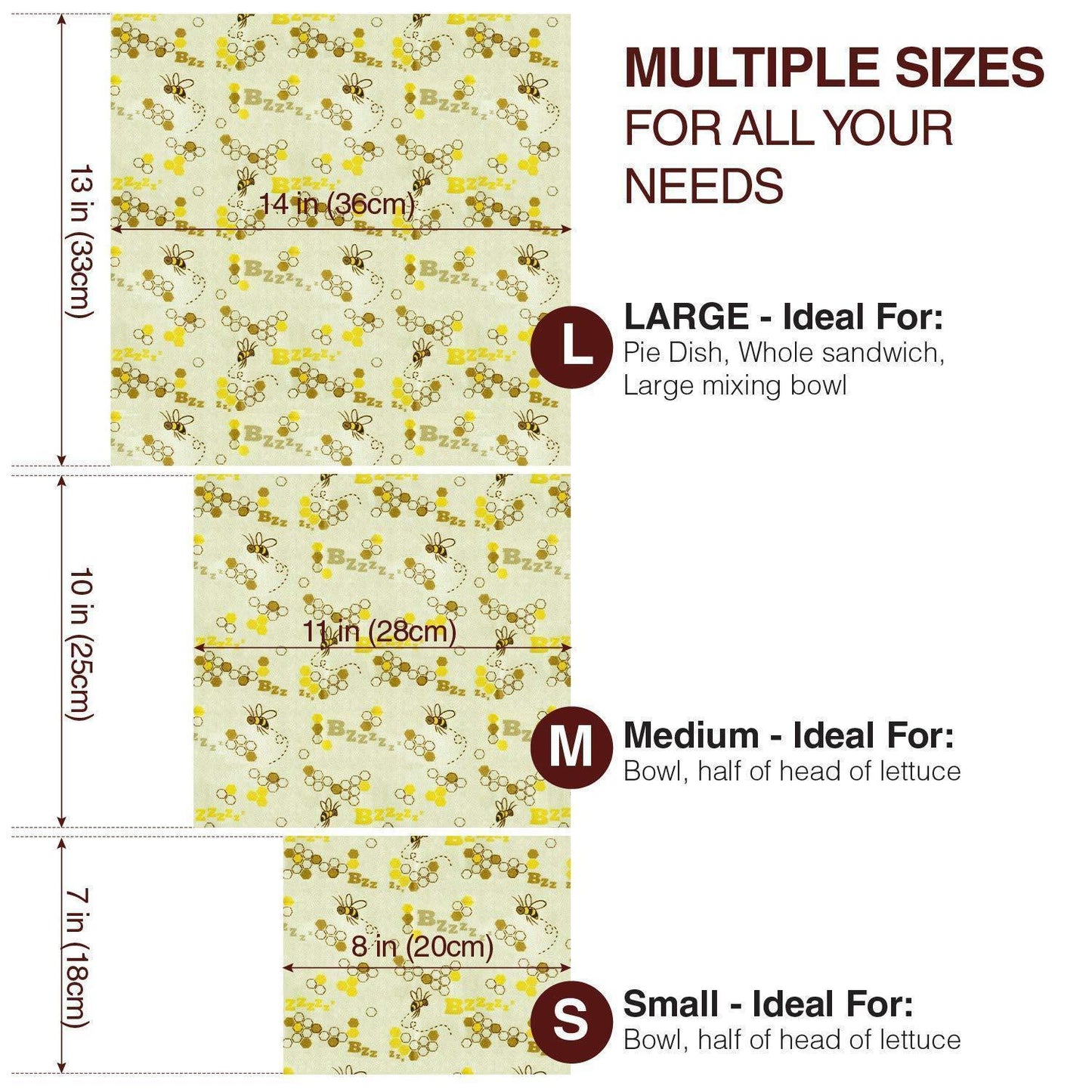 Eco Friendly Beeswax Food Wraps (3 Pack)